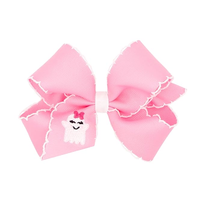 Wee Ones Girls' Halloween Themed Fall Color Hair Bows and Hair Accessories, Clips, Hairbands, and More, Medium, Pink Ghost