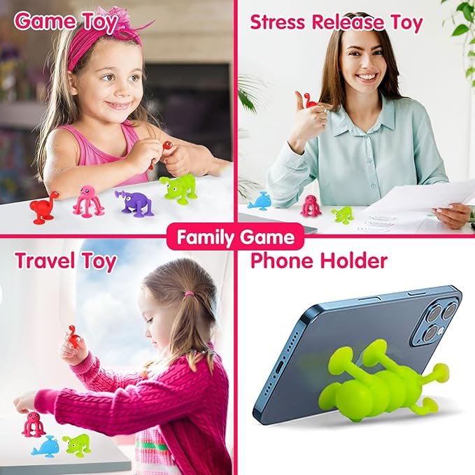 Suction Cup Kids Bath Toy for Baby Aged 3 4 5 Years Old, 10PCS Animal Bathtub Suckers for Toddler, Window Shower Tools, Montessori Gifts for Boys and Girls Age 6-8