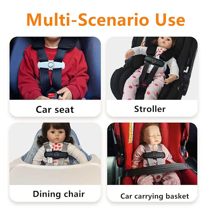 Universal Child Car Seat Chest Harness Clip Universal Safer Belt Clip Buckle Lock Stroller Chest Clip Adjustable Guard for Baby and Kids (Gray Chest Buckle Set)