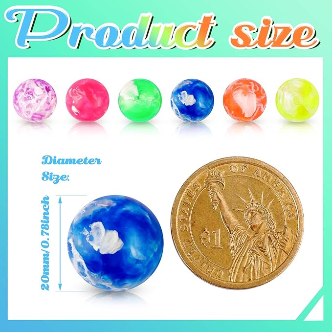 Deekin 2000 Pcs Small Bouncy Balls Bulk 0.78 Inch/ 20 mm Rubber High Bouncing Balls Neon Cloud Bounce Mini Bouncy for Birthday Party Favors Gift Prizes Vending Machines Fillers Outdoor