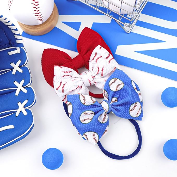 Baseball Baby Bows 0-6 Months Red Hair Bow Sport Baby Headband Soccer Bows for Girls Baseball Hairband Infant Bows Headband Game Hair Accessories
