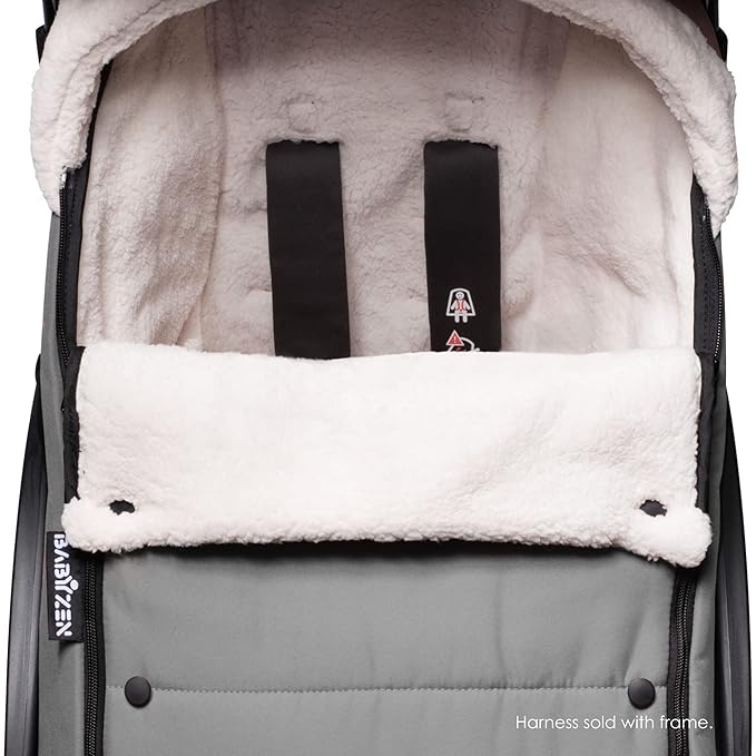 BABYZEN YOYO Footmuff, Grey - Sherpa Lining & Fleece Hood with Drawstring to Keep Baby Warm - Includes Carrying Bag - Machine Washable