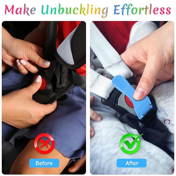 Buckle Release Tool, Easy Unbuckle Tool Button Pusher for Older Kids, Seniors, Long Nails, Quickly Unbuckle Your Kids in School Drop-Offs and Travel, Fits 5 Point Harness & All Button Buckles