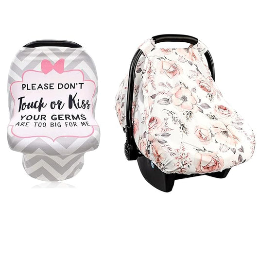 Car Seat Covers for Babies, No Thouching Sign Nursing Cover, Carseat Cover Girls, Ultra Soft Breathable