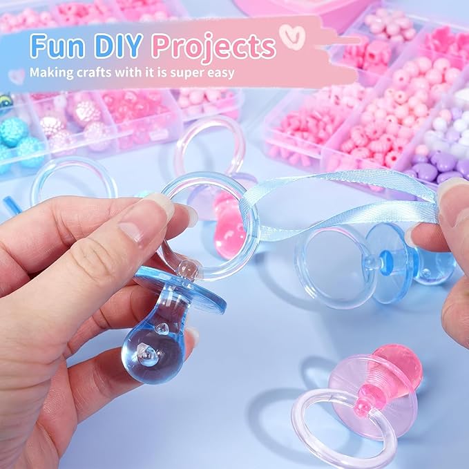 36 Pieces Acrylic Pacifiers for Baby Shower Games Boy Girl, 2.5'' Baby Shower Pacifiers, Bulk Pacifier for Hunt Games, Gender Reveal Table Scatter, Party Favors Decoration(Blue&Pink)