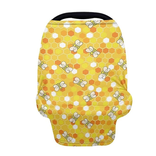 Forchrinse Cartoon Bee Nursing Breastfeeding Cover for Newborn,Multi-Use Baby Car Seat Cover Canopy Shopping Cart Cover High Chair Cover Washable