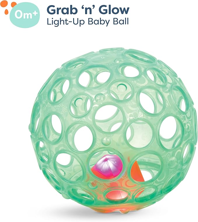 B. toys – Sensory Lightup Baby Rattle – Textured Ball with Holes – Glowing Lights & Rattle – Infants, Babies – Grab n’ Glow – 0+ Months