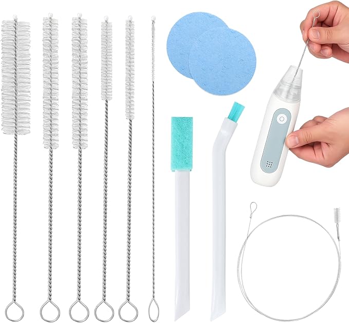 BUSOHA Straw Cleaner Brush kit for Baby Nose Sucker - 11 Piece Straw Cleaner for Nasal Aspirator All‑Angle Infant Nasal Aspirator Cleaning Set Deep Cleans Baby Nose Bulb & Tubing
