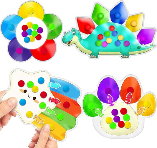 UIIOPJIOM 4PC Color Sorting Sensory Toys for Toddler, Travel Toys for Toddlers Roadtrip Activities Dementia Fidgets for Elderly Classroom Preschool Kid 2 3 4 Year Old Boy Girl Valentine Easter