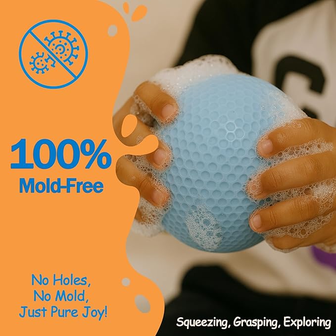 Baby Bath Toys 6-12 Months, 9 Pcs Wheat Straw Sensory Balls & Ducks, No Hole Floating Toddler Bath Toys, for Boys & Girls 1-3, Textured Squeeze Stress Relief Montessori Set