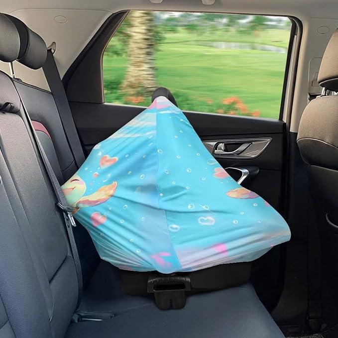 Biyejit Sea Turtles Baby Car Seat Covers Stretchy Breastfeeding Scarf Breathable Infant Carseat Canopy Nursing Covers Multi Use for Stroller High Chair Shopping Cart Boys and Girls
