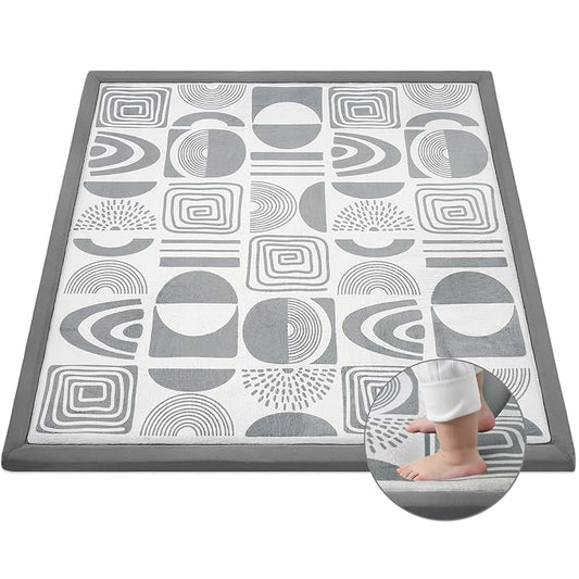 50"×50" Baby Play Mat for Floor & Playpen, 1.2" Thick High-Density Foam Nursery Mat for Tummy Time, Soft Plush Carpet with Non-Slip Bottom for Infant Toddler Baby Crawling & Playing (Grey)