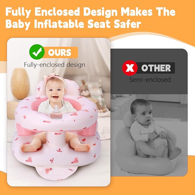 Inflatable Baby Seat for Babies 3 Months & Up, Inflatable Baby Support Seat for Sitting Up, Toddler Baby Floor Chair with Built in Air Pump, Upgrade Water Injection Function, More Stable (Color#03)