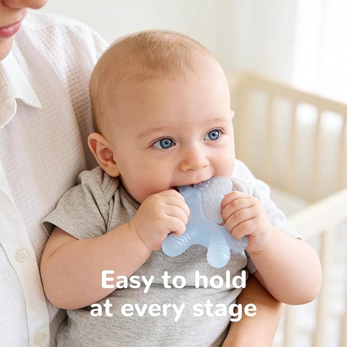 HECCEI Baby Teether Toy, Soft Food‑Grade Silicone Teether, Soft Infant Teether Chew Toy, BPA Free, Multi-Texture Design Teether (Blush Glow)