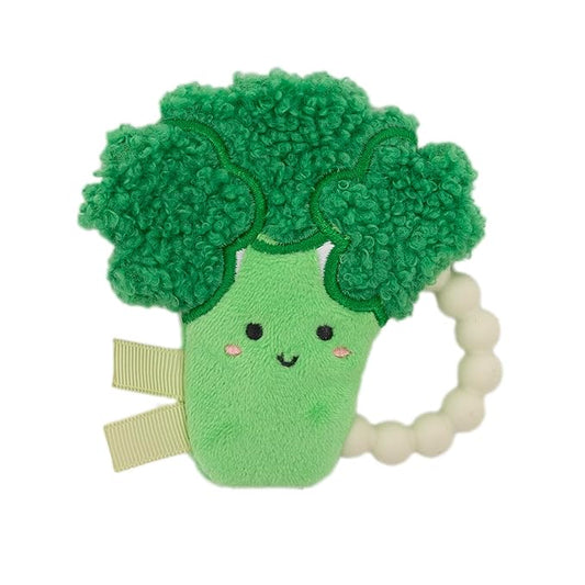 Pearhead Broccoli Baby Teether – Soft Plush Sensory Toy with BPA-Free Silicone Beaded Ring & Crinkle Sound, Soothes Teething Pain, Funny Newborn Essential for Boys and Girls, 0+ Months