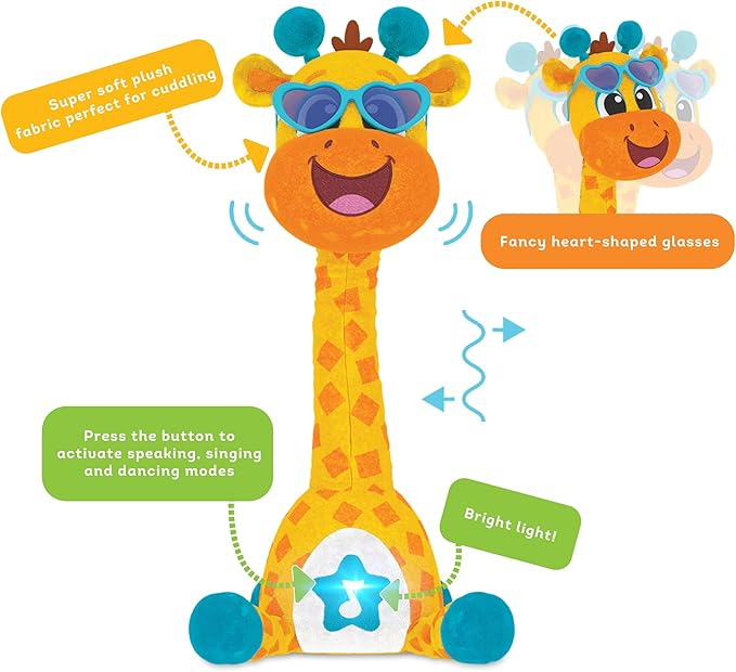 Kids Hits Dancing Giraffe Toy – Musical Light-Up Animal with Songs, Phrases & Movement – Interactive Toy for Toddlers Age 2+