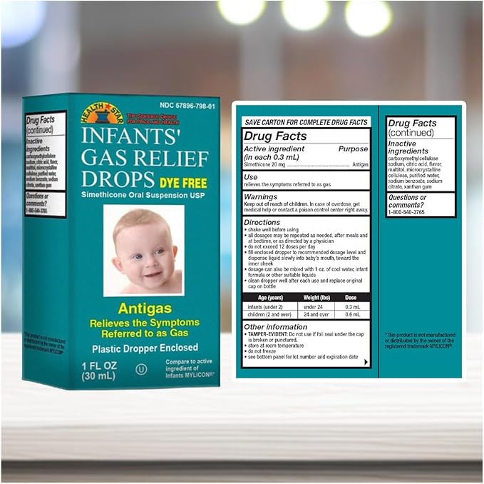 GeriCare Infants’ Gas Relief Drops Simethicone Drops for Infants, Relieves Stomach Discomfort, Safe & Gentle 20mg Drops, Child Anti-Gas 1 Fl Oz (Pack of 4)
