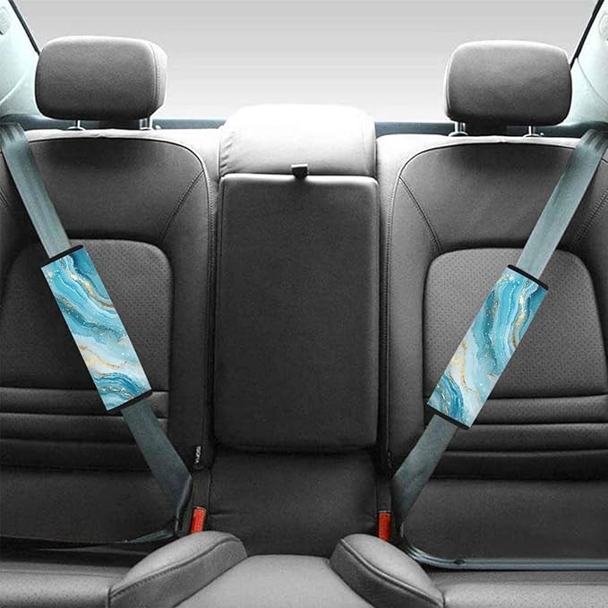 Blue Marble Car Seat Shoulder Strap Pads Universal Safety Strap Cover for Auto SUV Truck Airplane Backpack Marble Auto Seat Shoulder Protector Pillow Belt Cover Pad for Women