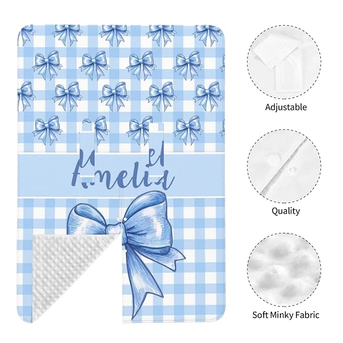 Personalised Baby Car Seat Cover with Name, Customized Bows Carseat Covers for Babies Girls, Windproof Sun Protection Baby Carseat Canopy, Multi-use Nursing Breastfeeding Covers for Infant