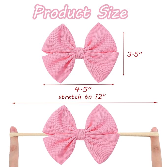 Valentine's Red Baby Bow Headbands for Baby Girls Pink Handmade Bows Newborn Nylon Headbands Valentine's Day HairAccessories for Infants Toddlers (Red White Pink)