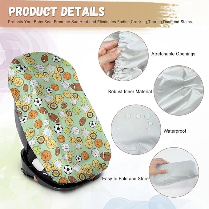 XYZCANDO Football Car Seat Sun Cover for Baby Fashion Car Seat Covers for Babies Boy Breathable Car Seat Sun Protection Portable Baby Car Seat Sun Shade Cover for Summer Gift for Birthday
