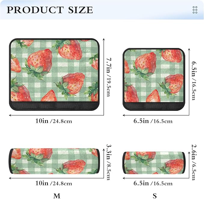 Cute Strawberry on Green Plaids Seat Belt Cover Pack of 2 Car Seat Belt Cushion Soft Seat Belt Shoulder Pad Protect Your Neck and Shoulder