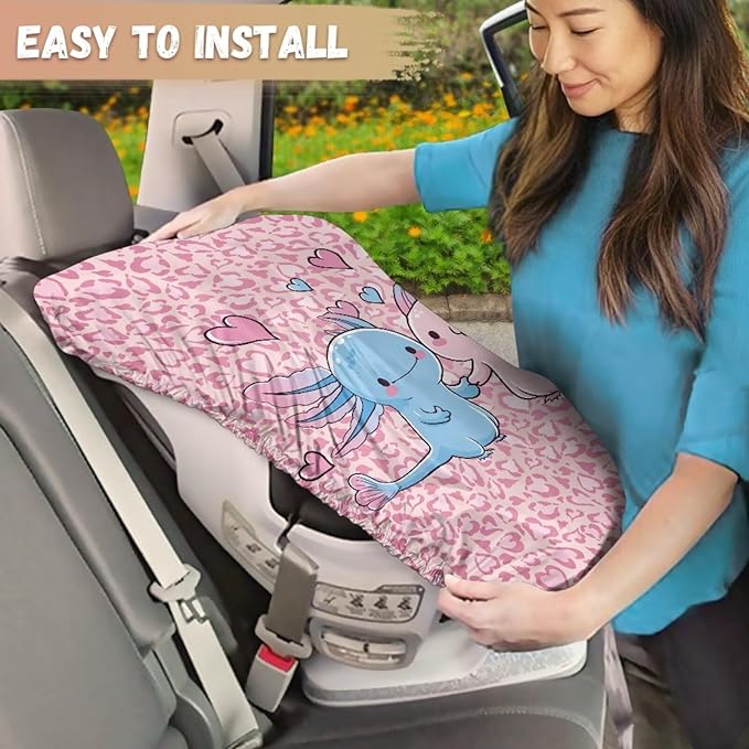 Baby Car Seat Cover, Axolotl Car Seat Sunshade Covers to Protect Your Child Safety, Protector Keeps Baby Infant Toddler Cool - Pink Leopard Carseat Shade Reflector UV Ray Helpers