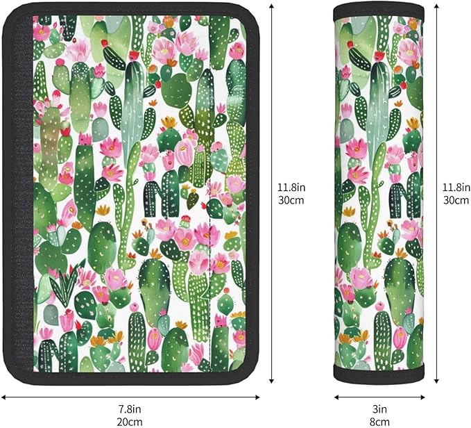 Cactus Watercolor Tropical Plant Summer Print Seatbelt Pads Fits Cars Trucks SUV Sedans Sweat Absorption Car Seatbelt Strap Cover, Auto Interior Accessories Protector