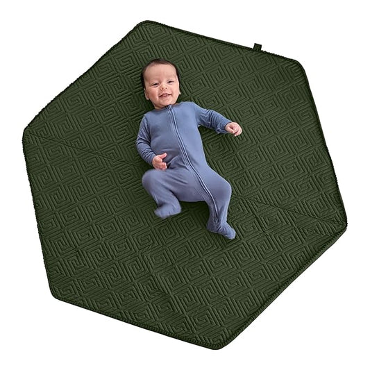 Boppy Baby Play Mat - Flat-Folding Foam Baby & Toddler Play Mat for Tummy Time and Kids Play Time, Firm, Non-Skid, Durable with Machine Washable Cover - Moss