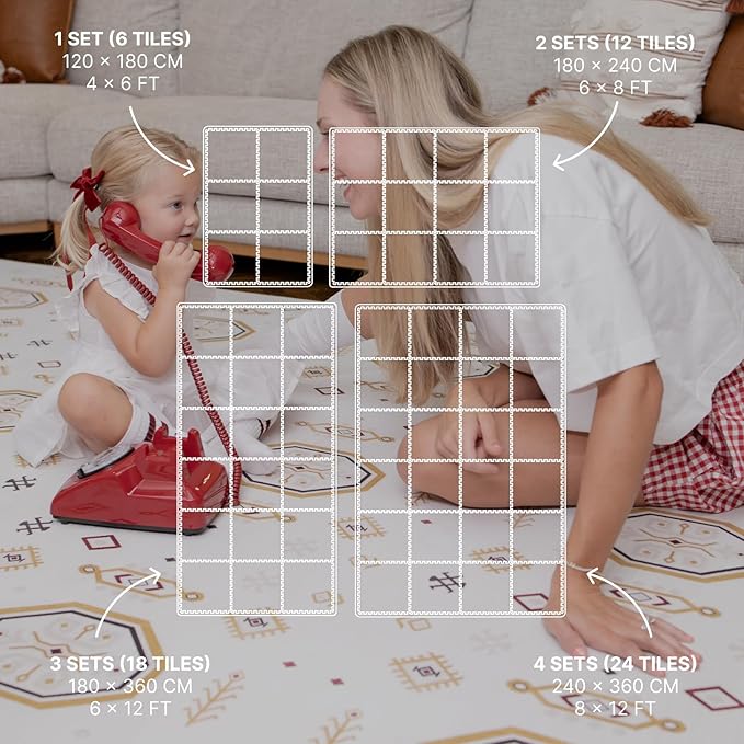 Toddlekind Playmat - Premium Foam Playmat 4 x 6 feet 6 Tile Extra Thick Foam Floor Puzzle Mat for Babies/Toddlers Stylish Non-Toxic Odorless. Perfect for Tummy Time Crawling and Play. 0m+ Golden Clay