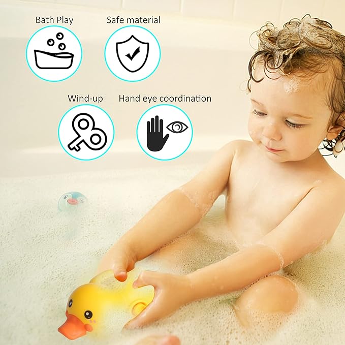 Baby Bath Toys 4 Pack Penguin Duck Wind Up Toys for Toddlers 1-3 Year Old Bathtub Toys for Baby Floating Pool Games Water Toys Swimming Bath Toys for Toddlers Kids Boys Girls 1 Years Old