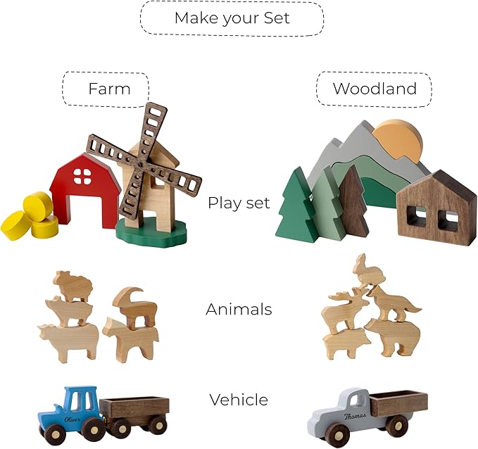 Personalized Colored Wooden Car Play Set with Dinosaur Theme – Custom Toddler Sensory Toys, Unique Birthday and Baptism Gifts for Boys, Nursery Room Decor, Baby Shower Gifts