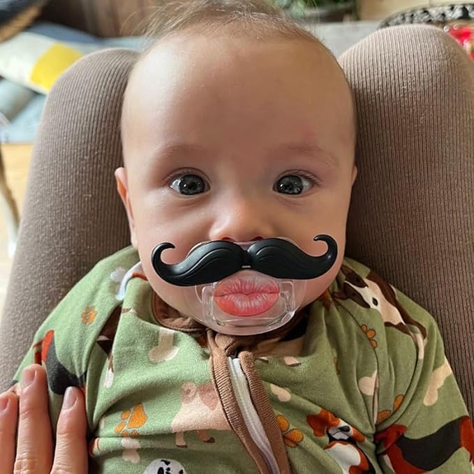 YAPROMO Funny Baby Pacifiers, Mustache Pacifier for Babies 0-36 Months, 4Pcs Mustache Binkies for Boys and Girls BPA Free
