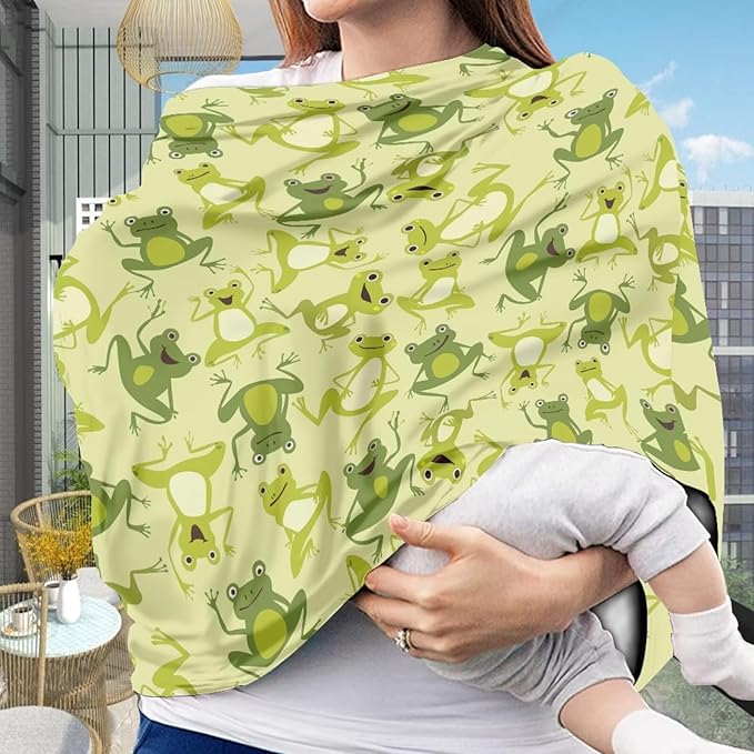 Binienty Funny Frogs Animal Print Infant Stroller Covers for Baby Boys Girls, Stretchy Multi-Use Breastfeeding Scarf for Women Carseat Canopy for High Chair/Shopping Cart/Stroller