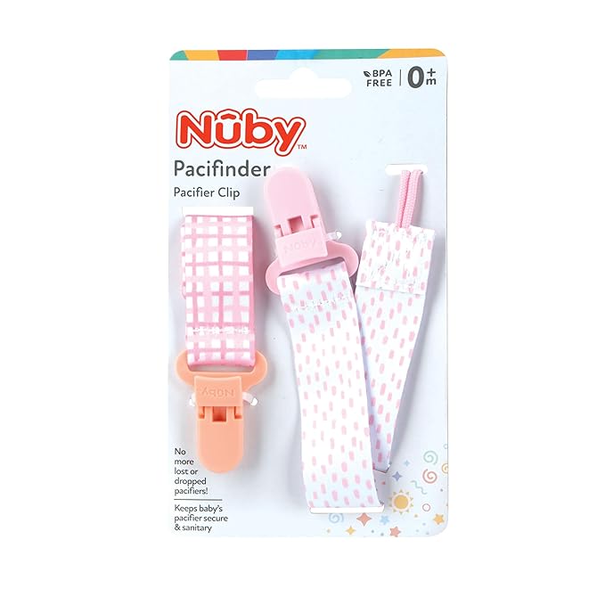 Nuby Infant's 2-Pack Pacifinder Pacifier Clips, Colors May Vary