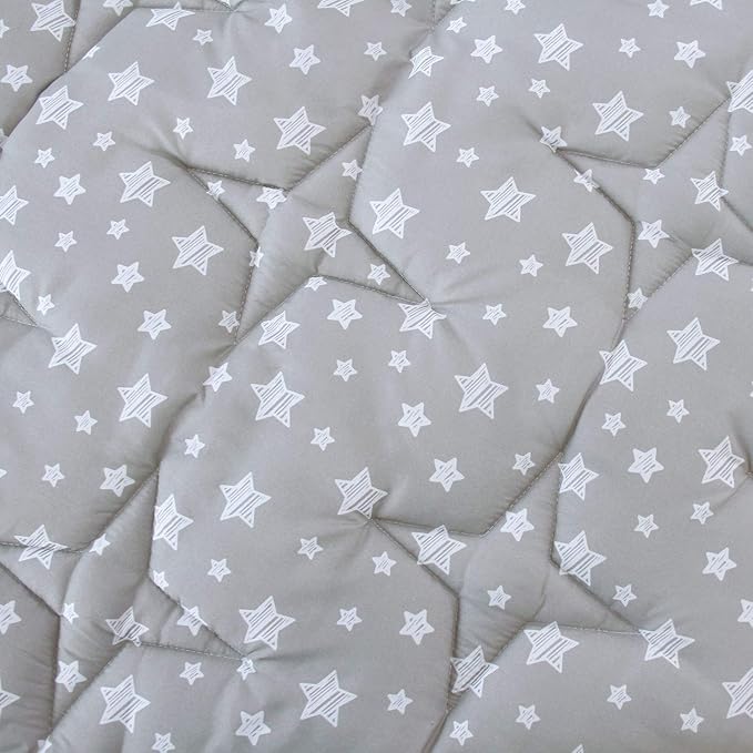 Hexagon Playpen Mat Compatible with Bend River Baby Play Pen, Hexagon Play Mat, Non Slip and Padded Play Mat Grey with Star Print