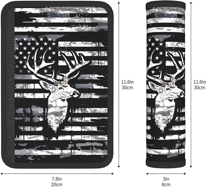 Soft Auto Seat Belt Cover American Flag Elk Seatbelt Shoulder Pad 2 PCS for A More Comfortable Driving Compatible with All Cars and Backpack Gray Black Patriot Star Stripe Seat Belt Cushion