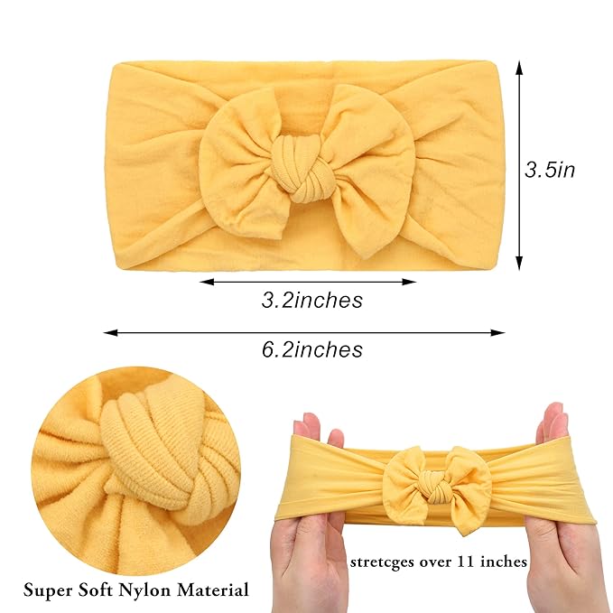 20PCS Baby Girls Headbands Soft Nylon Newborns Headbands 4.5inch Hair Bows Elastic Hairbands Hair Accessories for Newborns Infants Toddlers Girls Kids