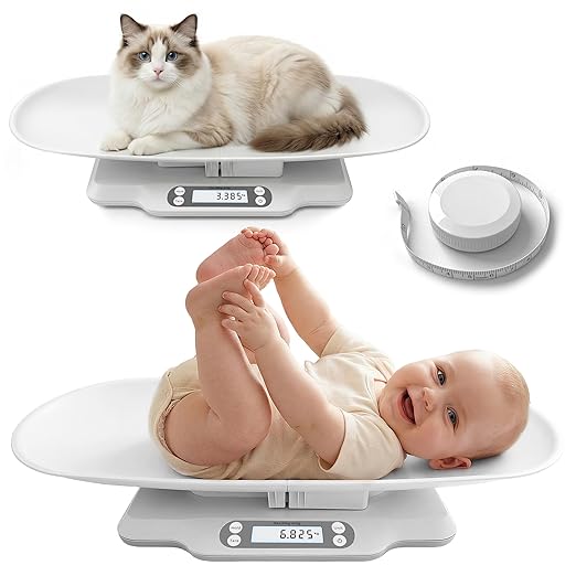 Baby Scale for Weighing, Multi-Function Infant & Pet Scale with Hold Function,Curved Removable Tray,Weight Tracking, Max 66 Lbs, Accurate Digital Scale for Newborns,Toddlers,Puppy,Cat, Auto Off