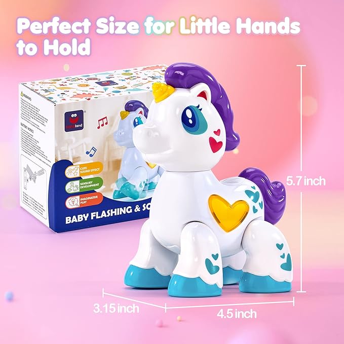 hahaland Toys for 1 Year Old Girl Toddler Girl Toys Unicorn Musical Light up Baby Girls, Interactive Travel One Year Old Baby Girl Birthday Gifts