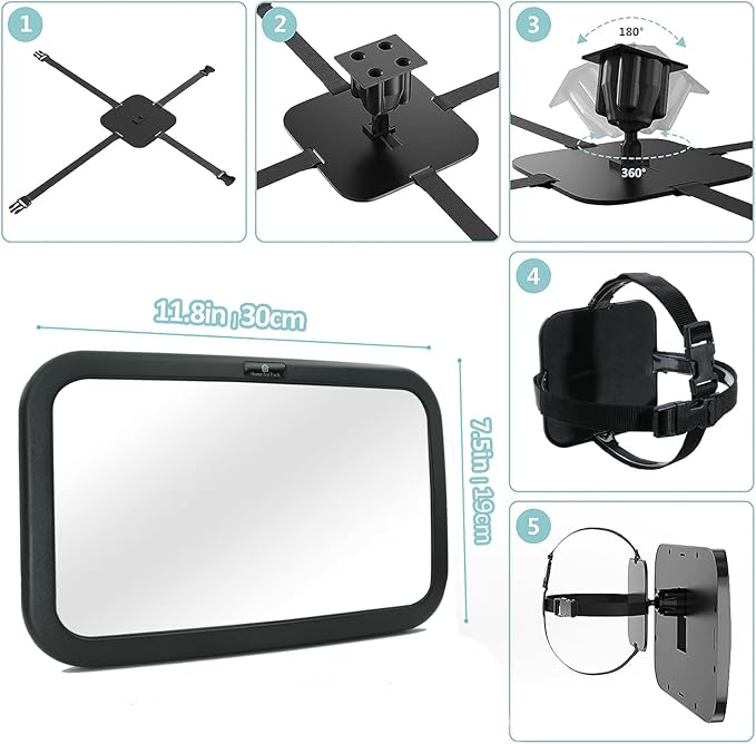 Direct Eye Contact Baby Car Mirror - Baby Essentials for Rear Facing Car Seat, Mirror for Newborn Travel Gear