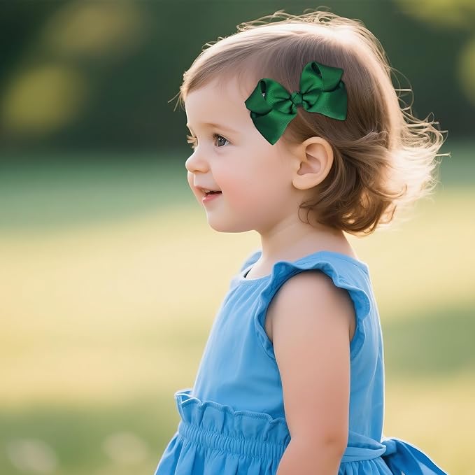 baotongle 11pcs Green School Hair Accessories Set Uniform Hair Bow Headband Clips Hair Ties Curly Bows for Little Toddler School Girls(Green)
