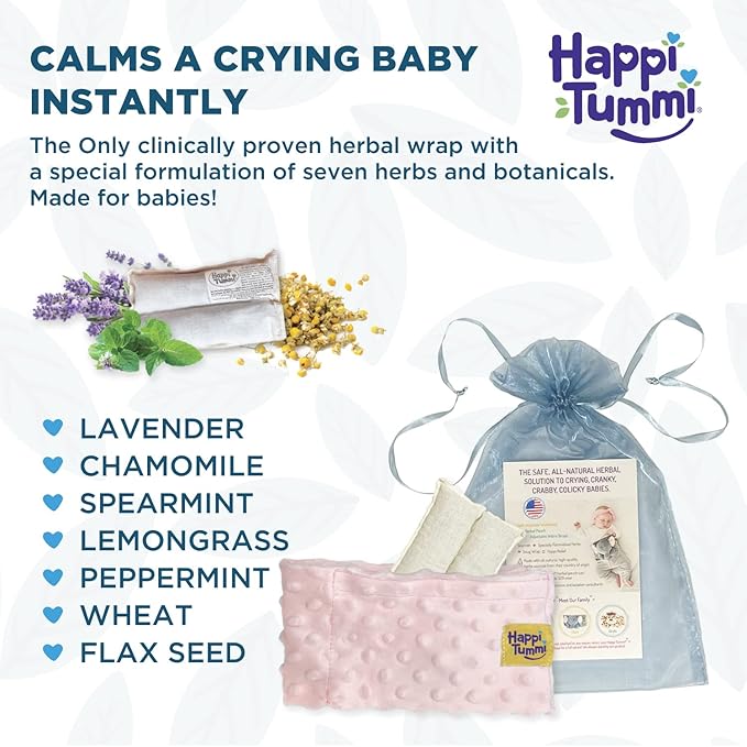 Happi Tummi Colic and Gas Relief for Babies and Infants- Heated Belly Wrap for Newborns - Aromatherapy Wrap for Upset Tummy and Constipation