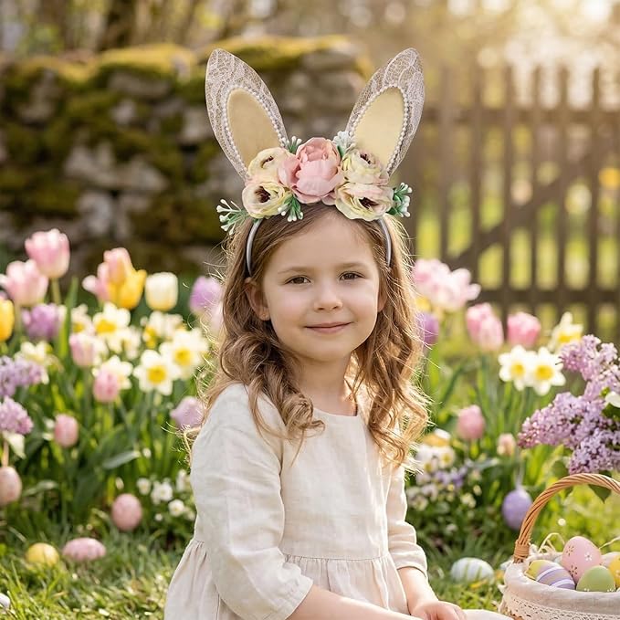 Children Easter Bunny Ears Headband Long Ear Hairband for Baby Girls Infant Toddlers Kids