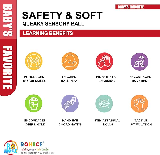 Sensory Balls Baby Teething Toys 6-12 Months, Soft Spiky Textured Multi Ball Set for Boys & Girls 1-3, BPA Free Montessori Tactile Development, 3 Pcs