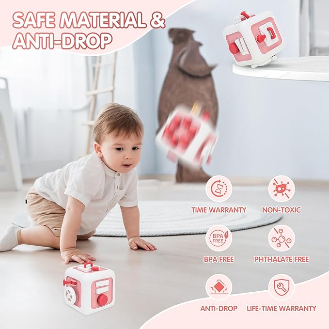 Toys for 1 Year Old Boy Girl, Montessori Busy Board Busy Cube, Travel Toys for Toddlers 1-3, 1 Year Old Girl Boy Gifts, Easter Basket Stuffers for Toddler