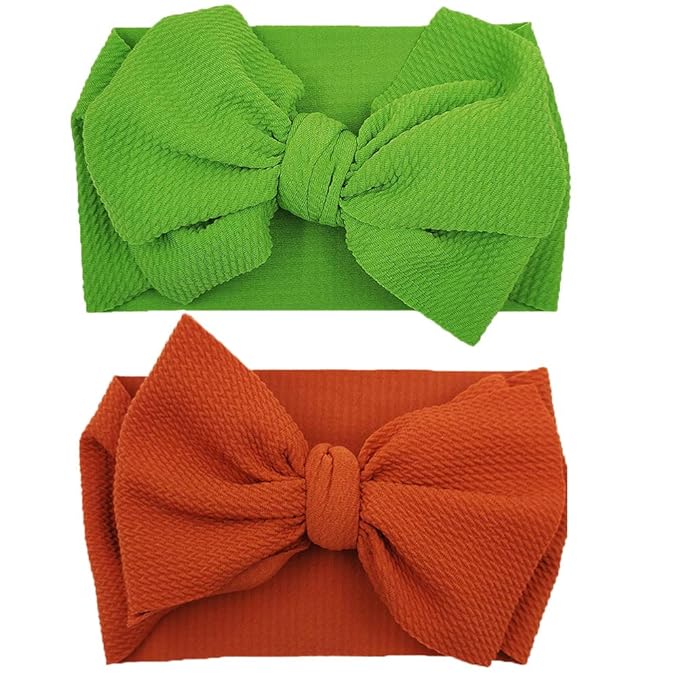 KIDOCHEESE Headbands with Bows, Big Bows Baby Girl Hairbands, 10 Pack, Soft Fabric, Adjustable Size, Hair Accessories for Newborn Infant Toddlers Kids