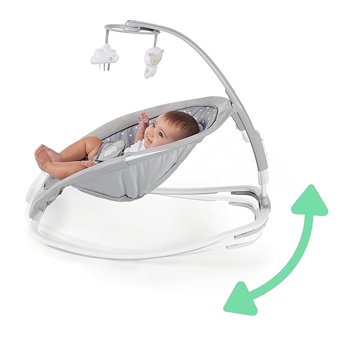 Ingenuity 2-in-1 Lightweight Infant to Toddler Rocker and Baby Bouncer - Tummy Time Mat, Vibrations & Sounds, 0-30 Months Up to 40 lbs (Cuddle Lamb)