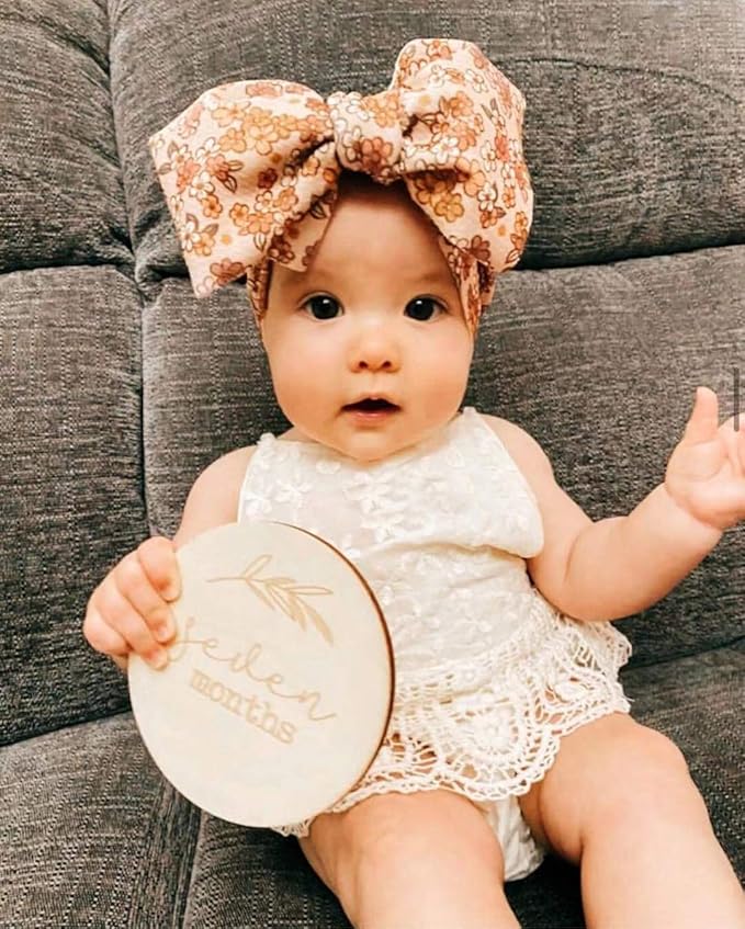 KIDOCHEESE Oversized Baby Headbands with Bows - Elastic Nylon Hairbands, Head Wraps and Hair Accessories for Newborns, Infants, Toddlers and Kids