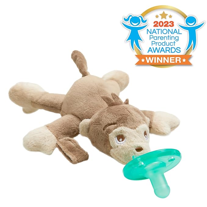 Philips AVENT Soothie Snuggle Pacifier Holder with Detachable Pacifier, 0m+, Monkey, SCF347/02